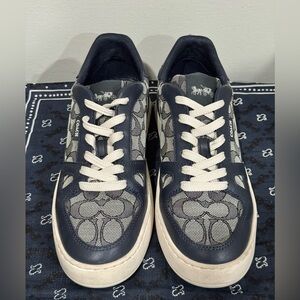 Coach Navy and Cream Signature Logo Sneakers
